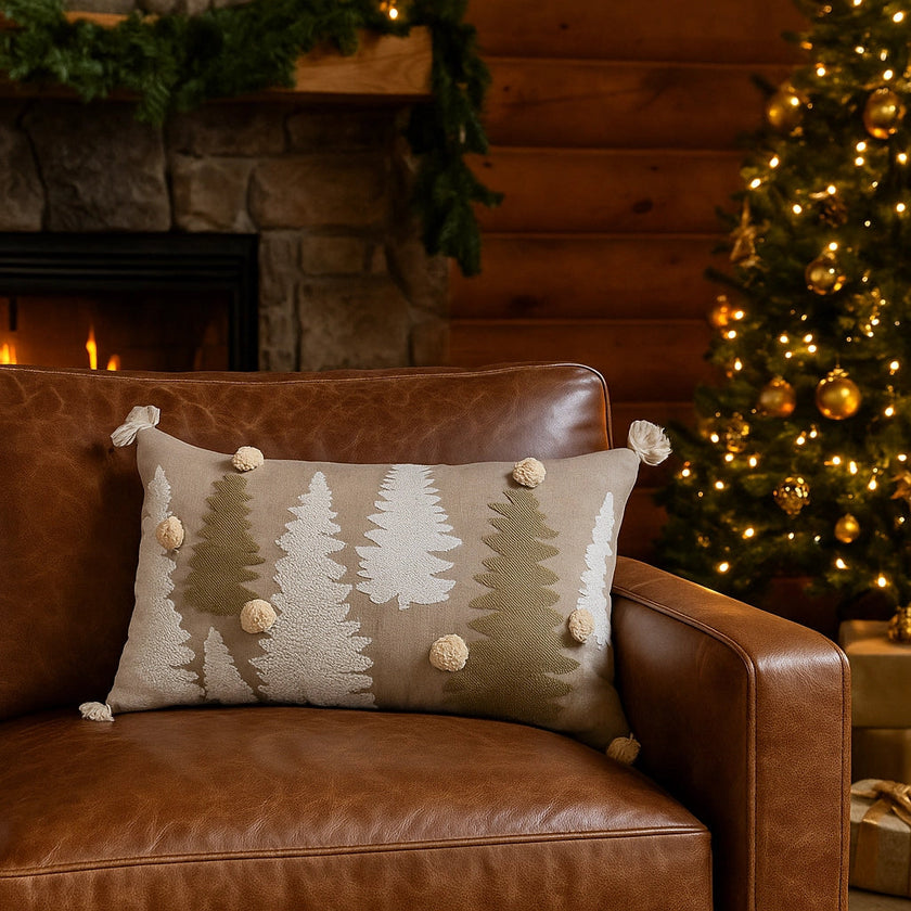 Kerstboom Sierkussen met Kwastjes – Feestelijk | Urbane Hide