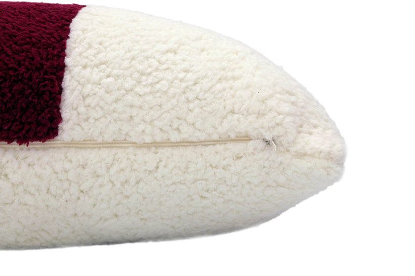 Zacht kussenhoes rood beige in teddy stof - Urbane Hide