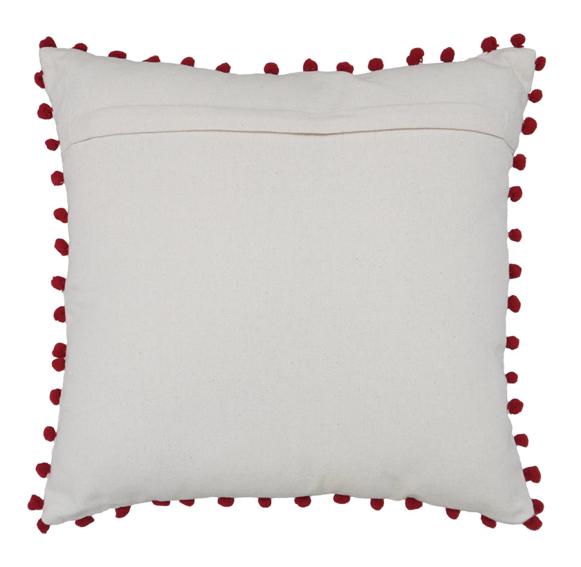 Kerstkussen met kerstboomprint en rode pompons – Urbane Hide 