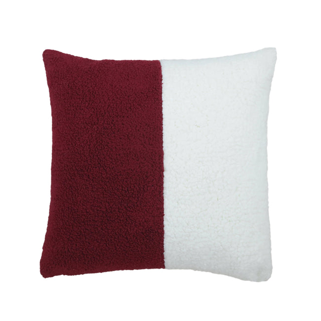 Zacht kussenhoes rood beige in teddy stof - Urbane Hide 