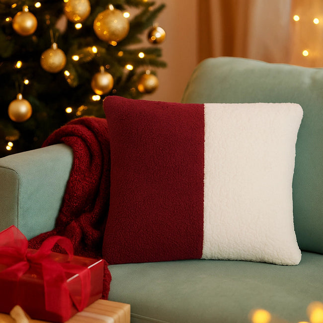 Zacht kussenhoes rood beige in teddy stof - Urbane Hide 