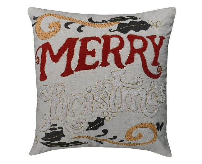 Kerstkussen met luxe borduursel en feestelijke tekst – Urbane Hide Urbane Hide