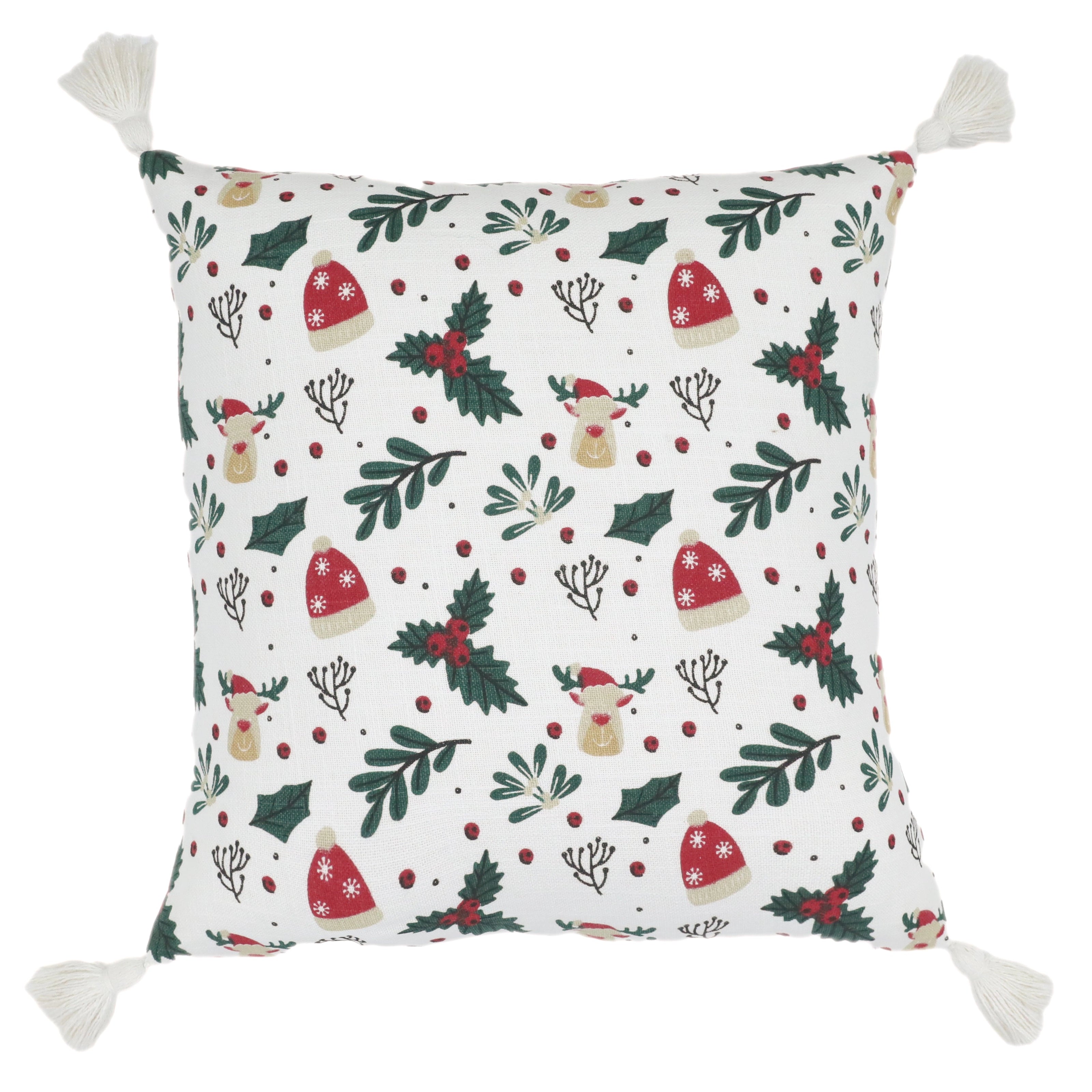 Kerst kussenhoes met print en kwastjes - Urbane Hide 