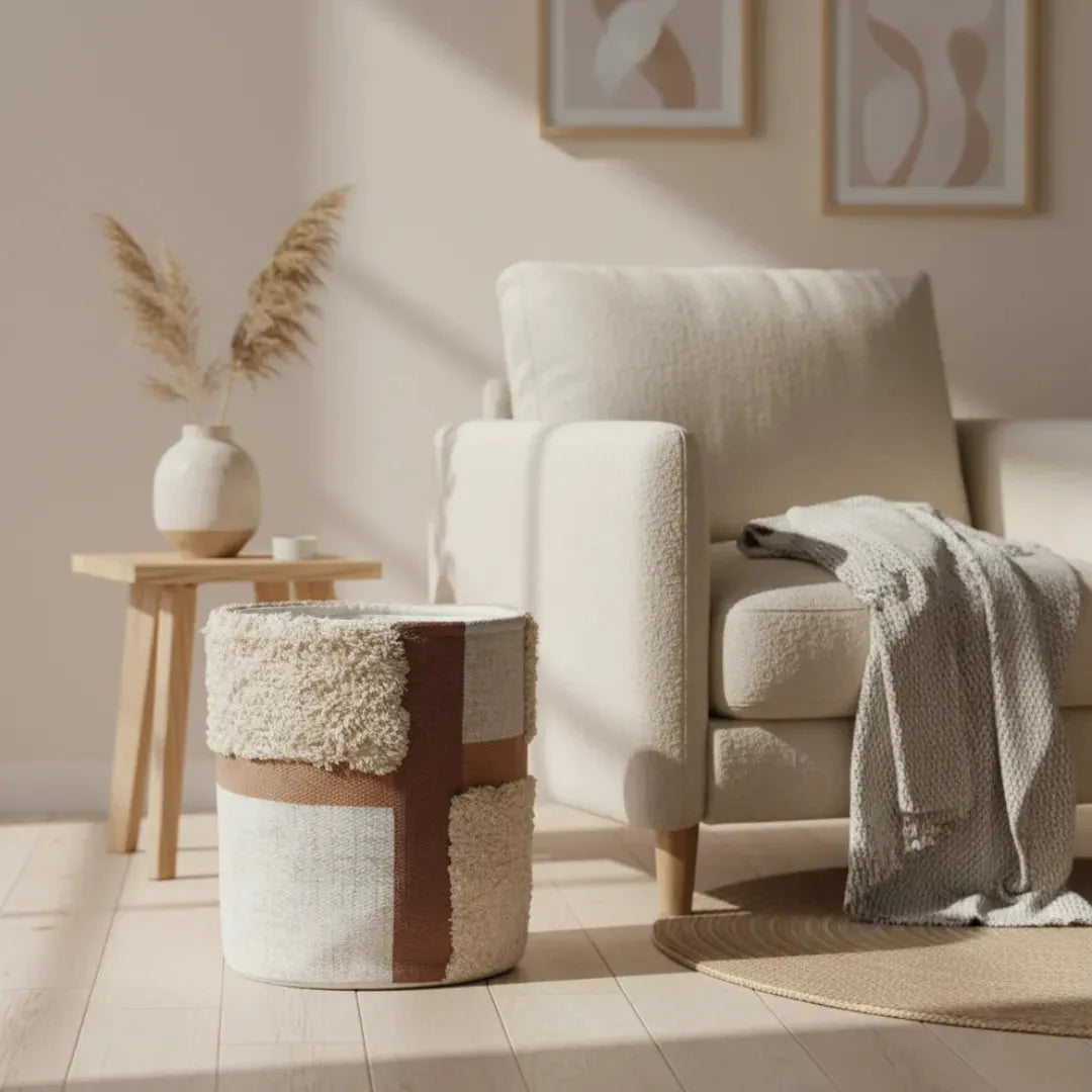 Opbergmand met lusstructuur en aardetinten – Urbane Hide 