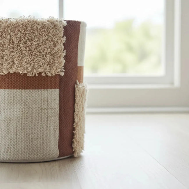 Opbergmand met lusstructuur en aardetinten – Urbane Hide 
