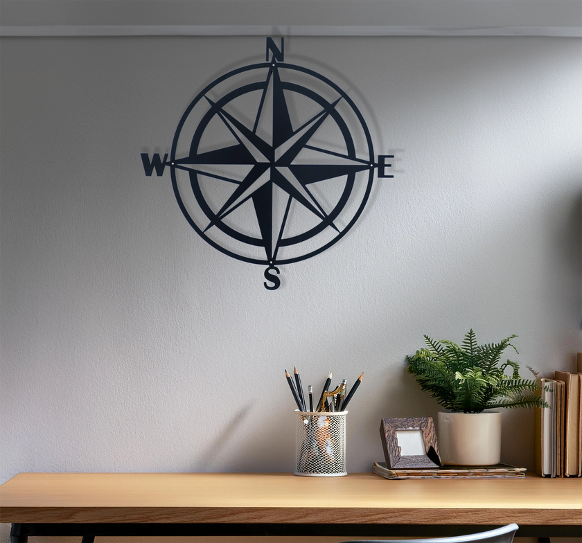 Metalen Kompas Muurdecoratie Zwart Rond | Urbane Hide Urbane Hide