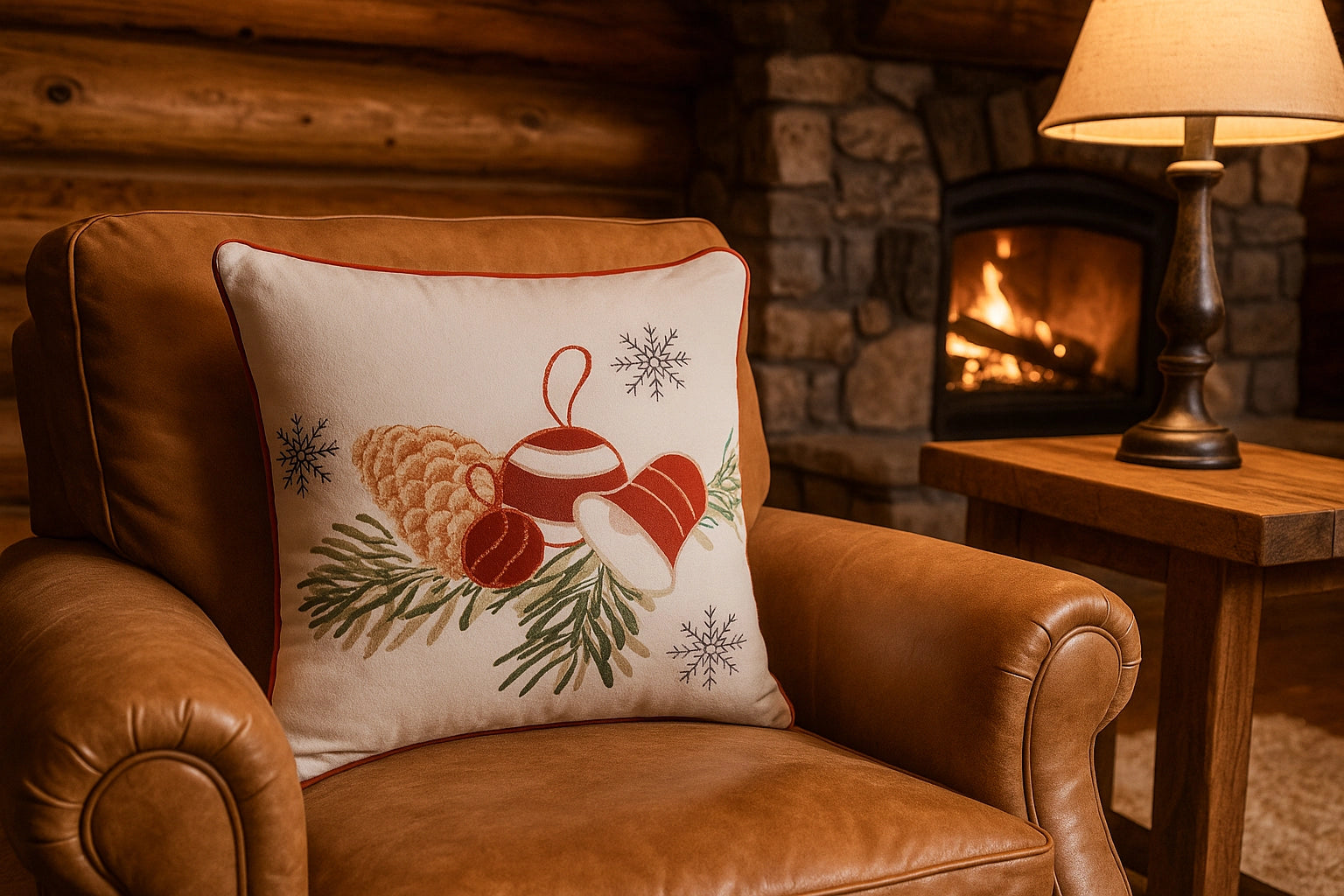 Kerstkussen met Kerstballen & Dennenappels – Urbane Hide Urbane Hide