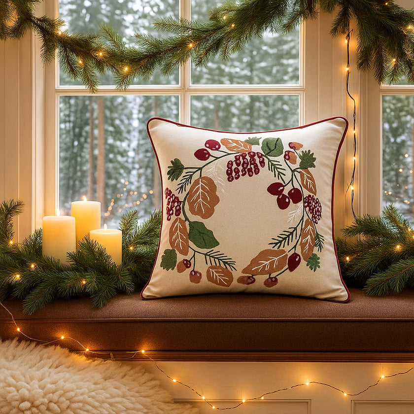 Sierkussen met Herfstkrans – Warm & Zacht | Urbane Hide Urbane Hide