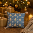 Kerst kussenhoes blauw met bomen en sneeuw - Urbane Hide Urbane Hide