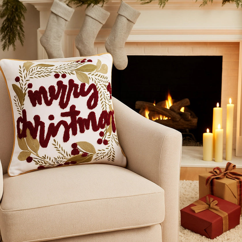 Kerstsierkussen met borduursel en tekstdesign – Urbane Hide Urbane Hide