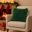 Groene kussenhoes shaggy stijl fluffy look - Urbane Hide Urbane Hide