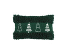 Groen kerstkussen met kerstbomen en fluffy rand - Urbane Hide Urbane Hide