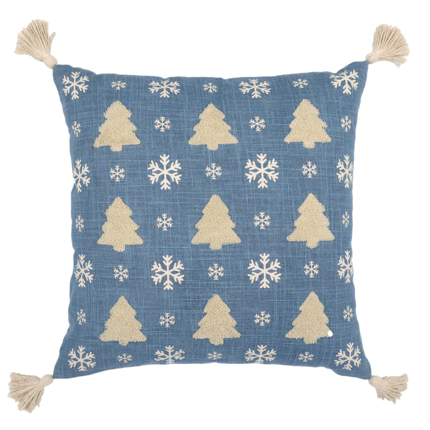 Kerst kussenhoes blauw met bomen en sneeuw - Urbane Hide Urbane Hide