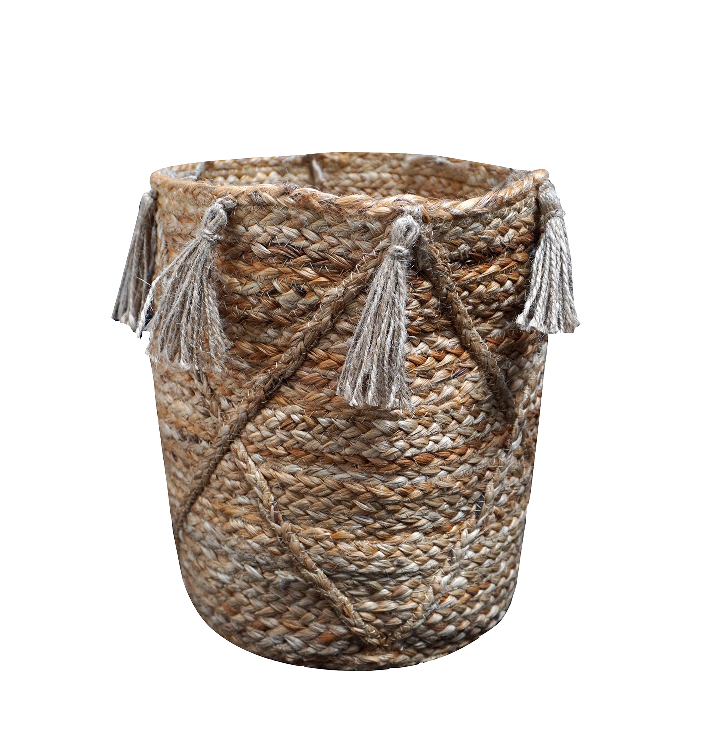 Gevlochten mand met franjes van jute – Urbane Hide Urbane Hide