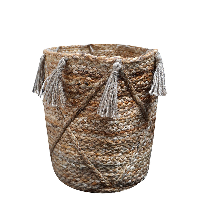 Gevlochten mand met franjes van jute – Urbane Hide Urbane Hide