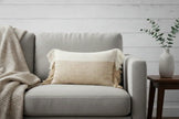 Handgeweven sierkussen beige met franjes – Urbane Hide