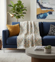 Geborduurde Beige Woondeken met Bloemen | Urbane Hide 