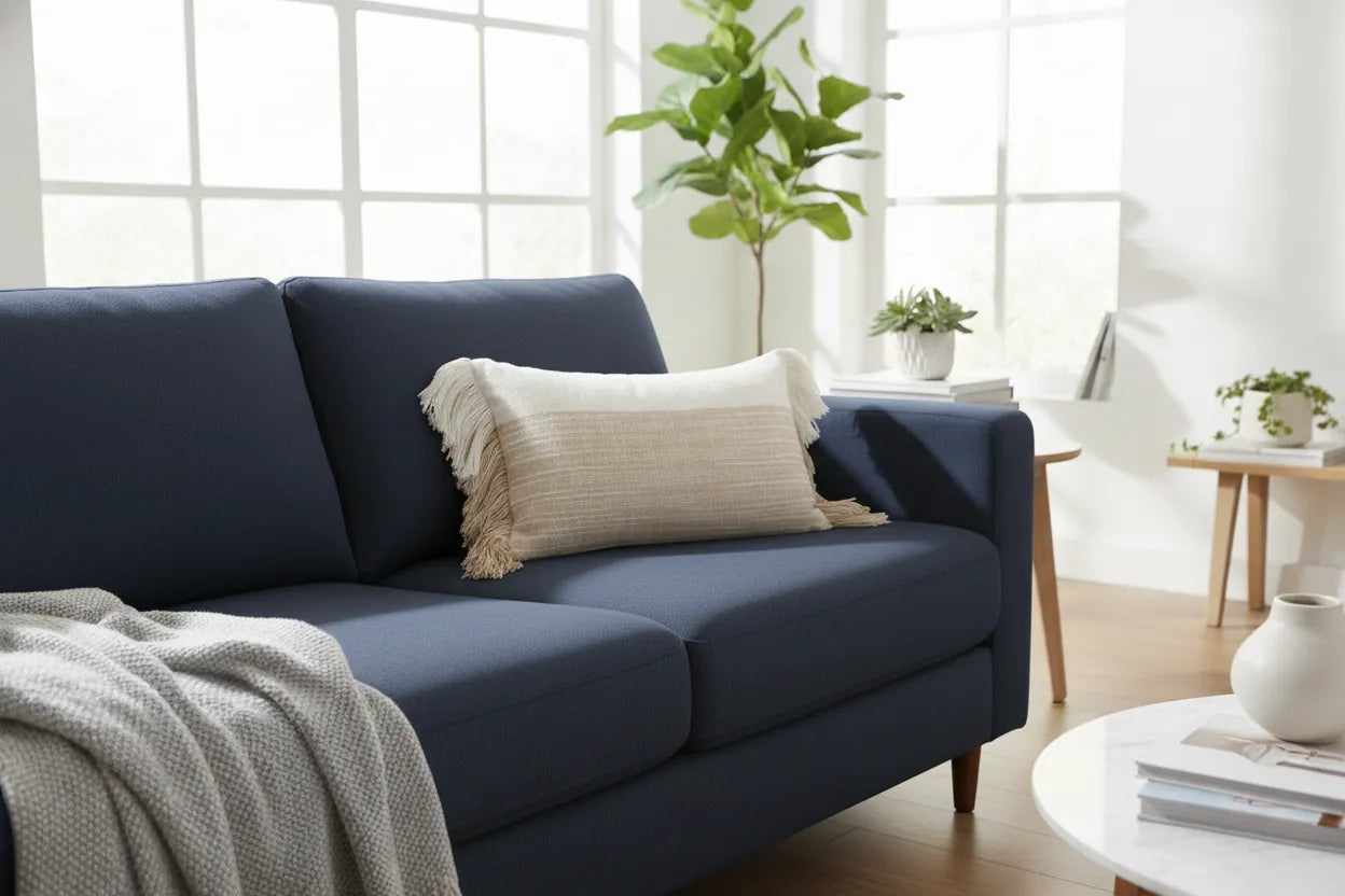 Handgeweven sierkussen beige met franjes – Urbane Hide