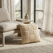 Kissenbezug beige mit Blockmuster und Textur – Urbane Hide