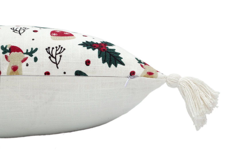 Kerst kussenhoes met print en kwastjes - Urbane Hide Urbane Hide