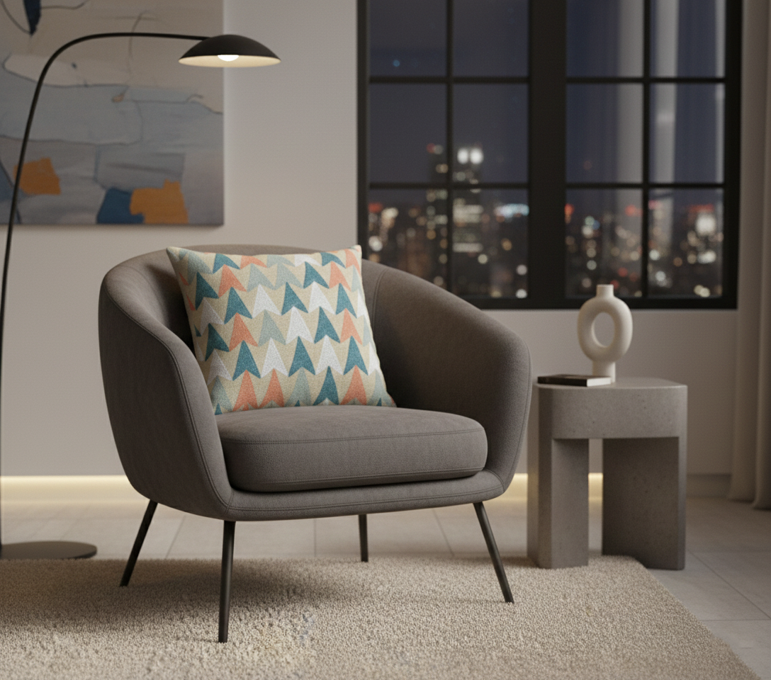 Sierkussen met gekleurde driehoek patroon retro stijl - Urbane Hide