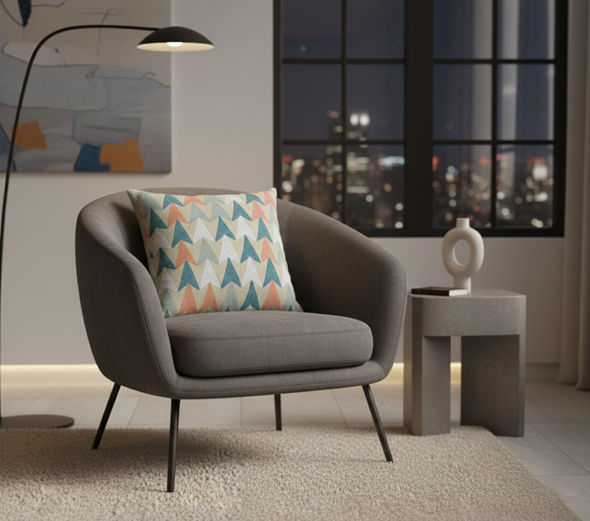 Sierkussen met gekleurde driehoek patroon retro stijl - Urbane Hide