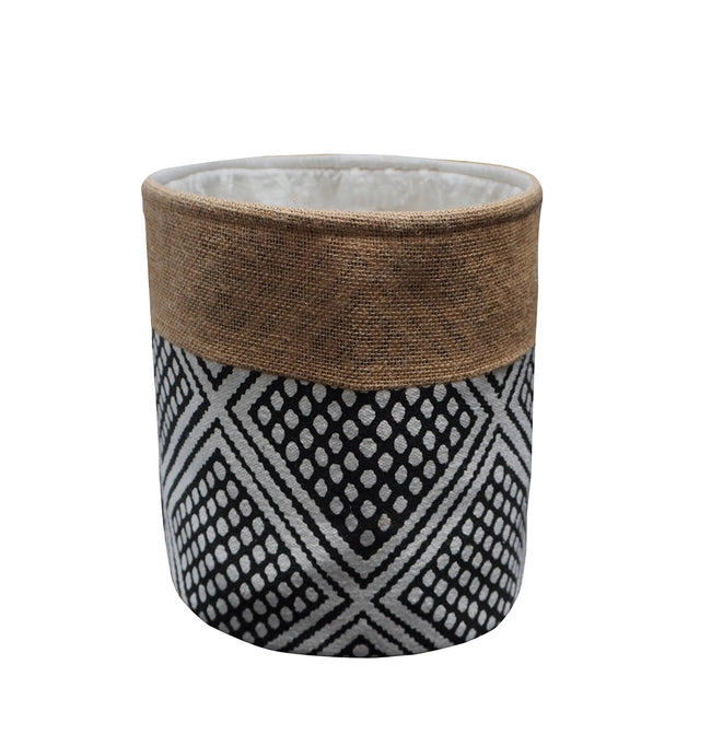 Opbergmand met grafisch patroon en jute rand – Urbane Hide 