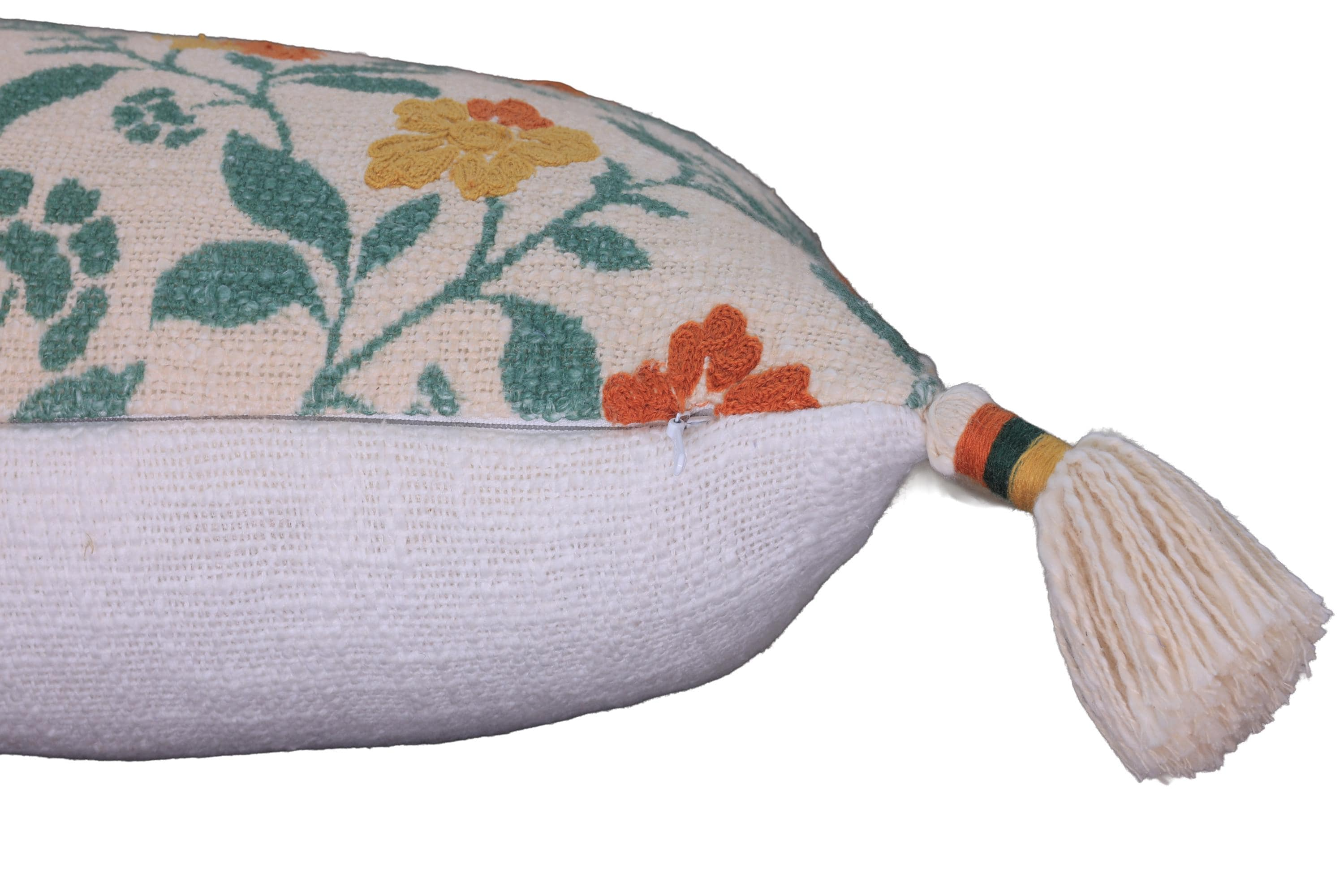 Kussen embroidery rechthoek met kwastjes - Urbane Hide