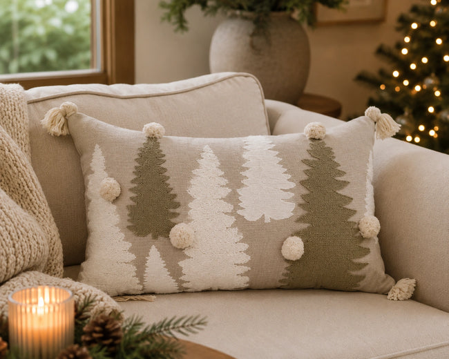 Kerstboom Sierkussen met Kwastjes – Feestelijk | Urbane Hide