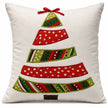 Kerstkussen Wit Met Rood Groene Kerstboom Applicatie