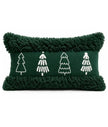 Kerstkussen groen met witte kerstbomen motief