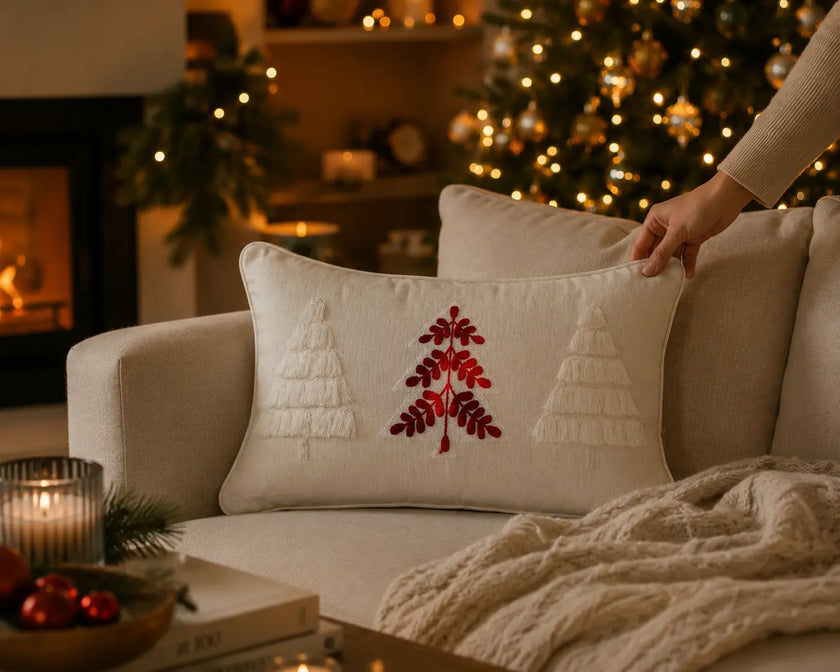 Coussin déco sapins Noël minimalistes | Urbane Hide