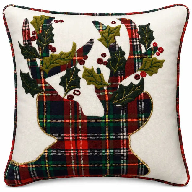 Weihnachtskissen mit Rentier- und Tartan-Motiv – Urbane Hide