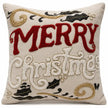Kerstkussen Beige Rood Merry Christmas Geborduurd