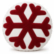 Kerstkussen rond wit met rood sneeuwvlokmotief design