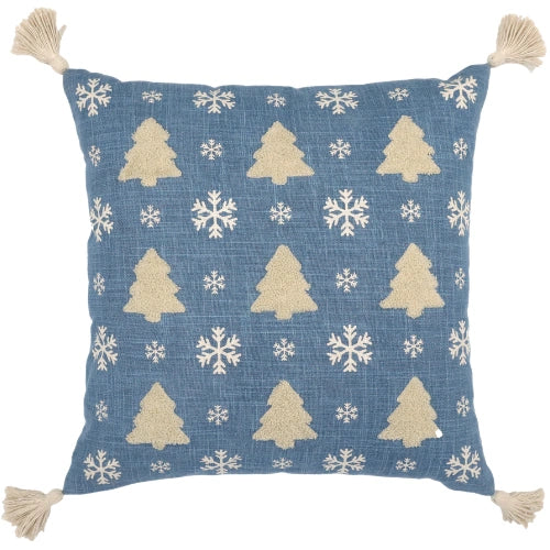 Weihnachts-kissenbezug blau mit Bäumen und Schnee - Urbane Hide