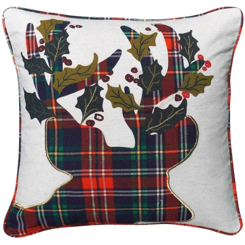 Kerstkussen met rendier en tartan motief – Urbane Hide
