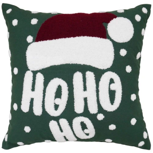 Kerstkussen met grappige 'Ho Ho Ho' tekst en kerstmuts – Urbane Hide