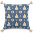 Kerstkussen Blauw Sierkussen Met Kerstboom Motief