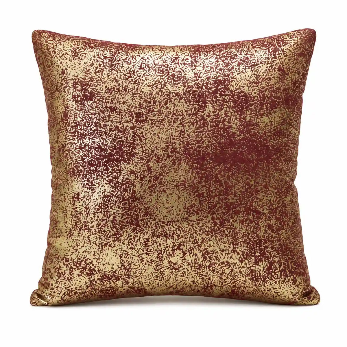 Kerstkussen rood fluweel met glanzende goudprint motief