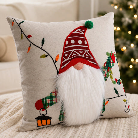 Kerst kussenhoes Met Kerstman Gnome Bank Decor