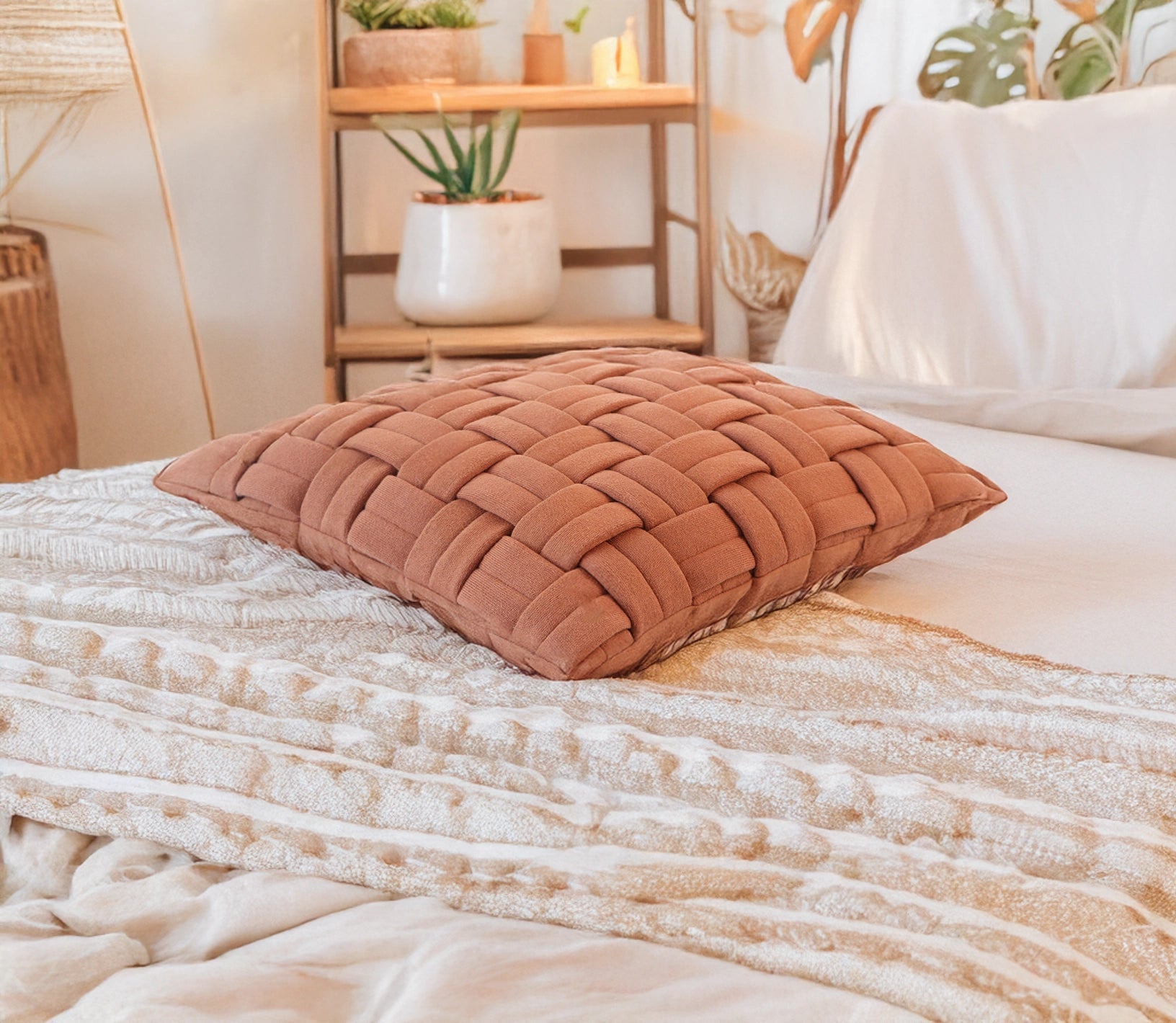 45x45cm decoratief kussen on a bed - Urbane Hide