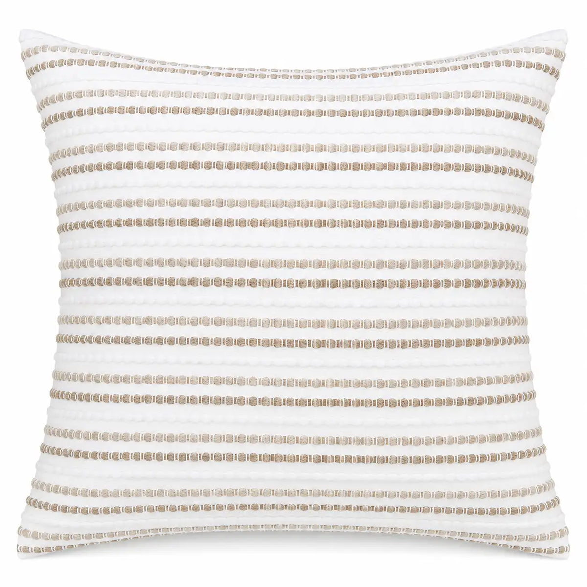 Kussenhoes - wit met beige gestreept vierkant kussenhoes op een witte achtergrond