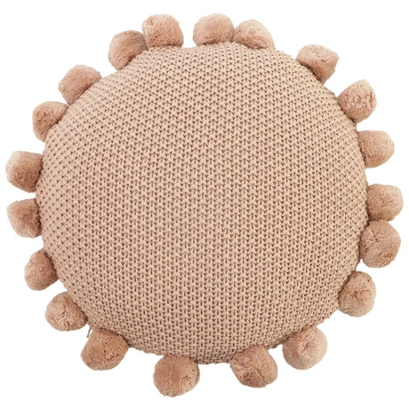 Rond sierkussen gebreid met pompons oudroze – Urbane Hide