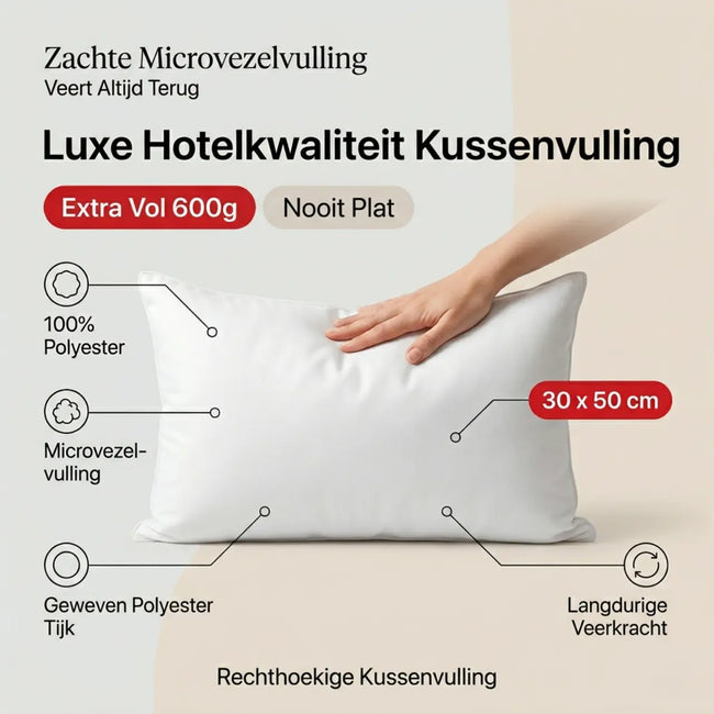 kussenvulling 30x50 cm - Microvezel 600 gram- Urbane Hide