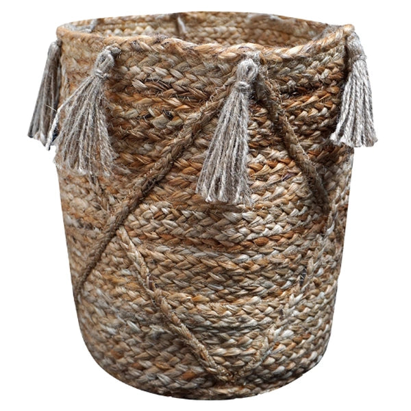 Geflochtener Korb mit Jute-Fransen | Urbane Hide