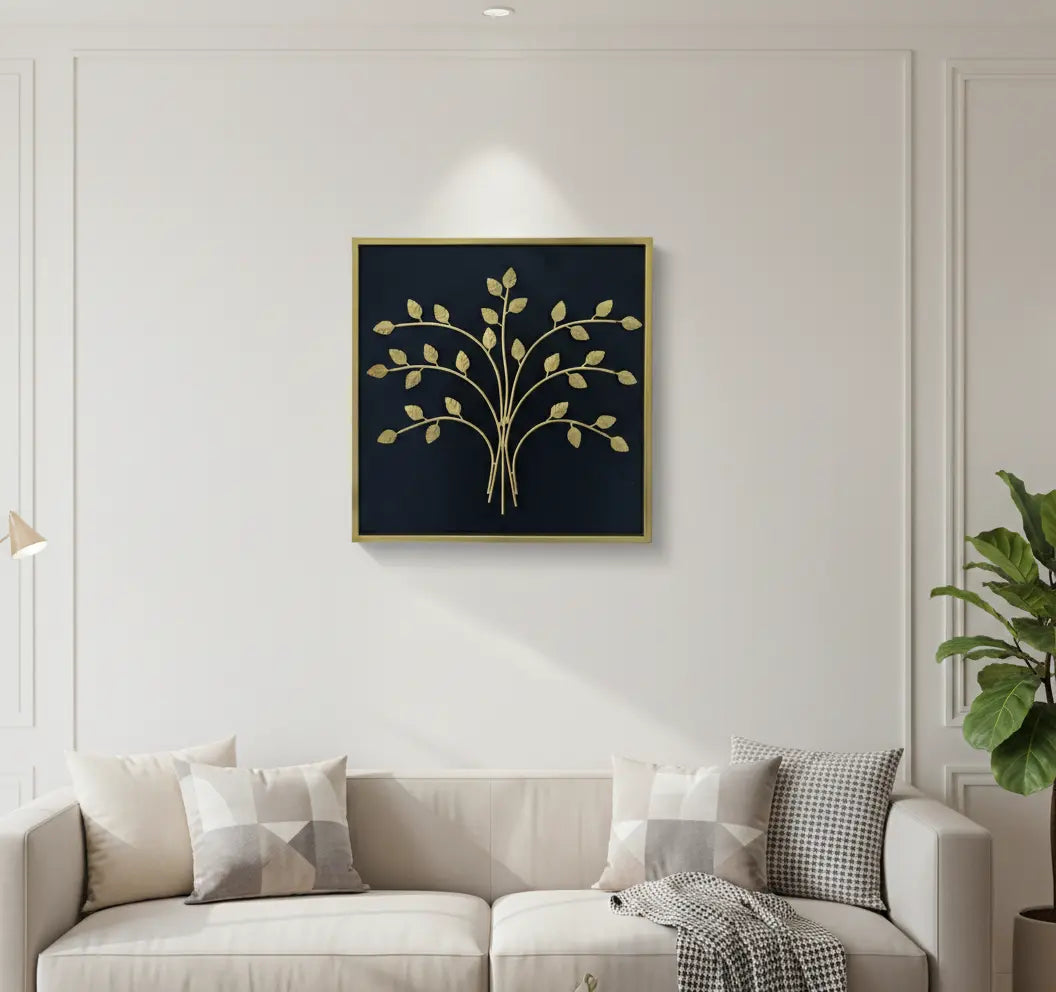 Botanische Wanddekoration Quadrat Gold & Schwarz – Urbane Hide