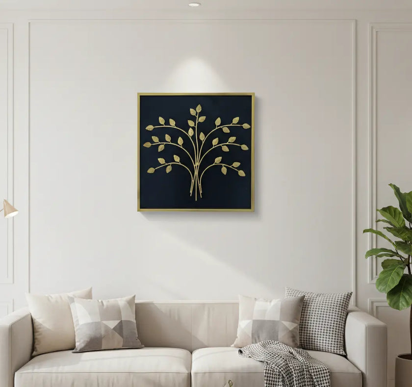 Botanische Wanddekoration Quadrat Gold & Schwarz – Urbane Hide