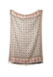 Beige Deken met Zwarte Tribal Print & Franje | Urbane Hide Urbane Hide