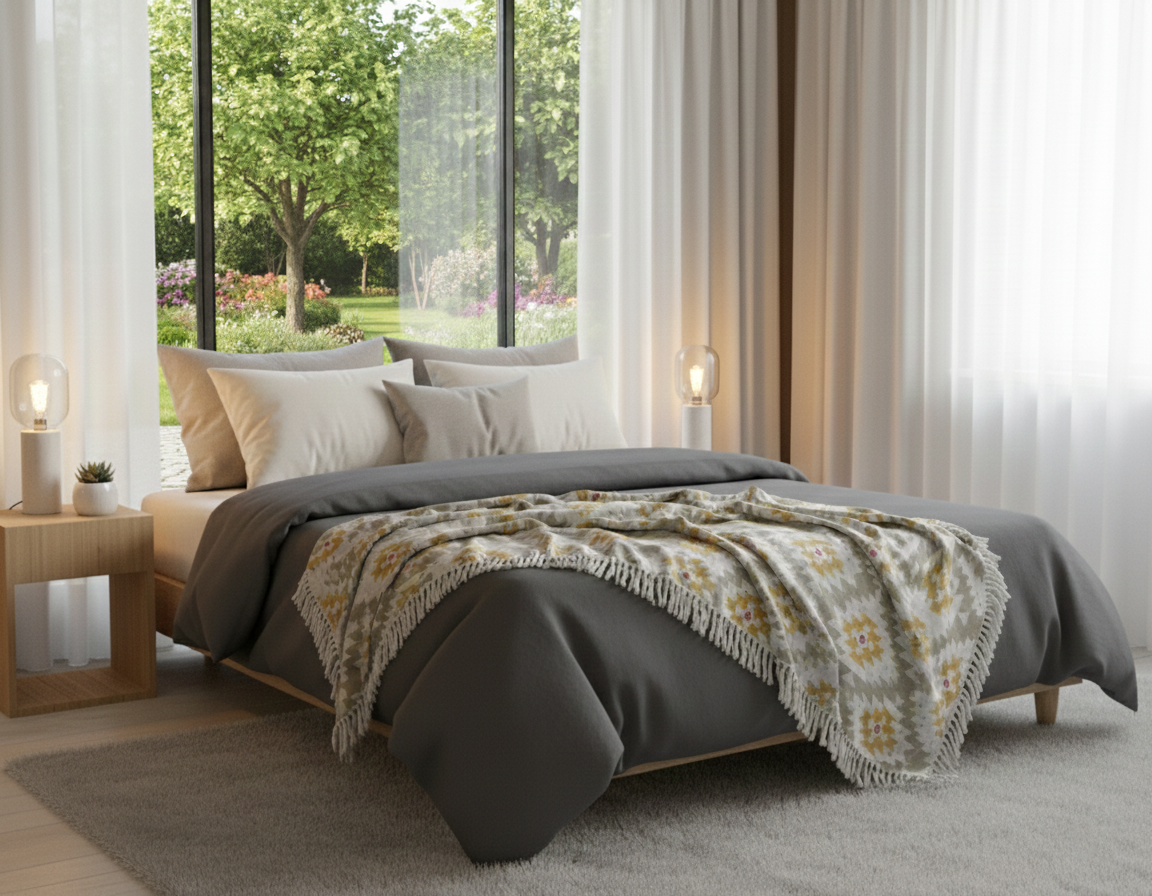 Boho Woondeken Geel met Franjes & Patronen – Urbane Hide